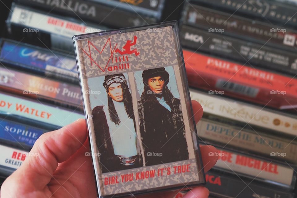Milli Vanilli Cassette Tape, old school music, cassette tape collection, vintage music, playing vintage music at home, playing retro music, Milli Vanilli music