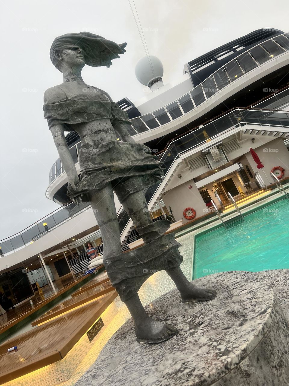 Bronze statue on a cruise ship