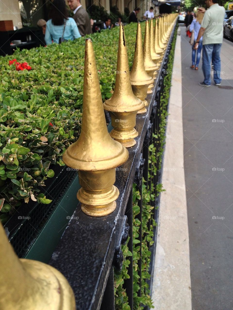Golden fence in the city