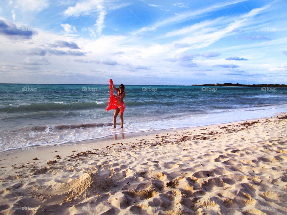 woman beach. trip in the beach contry cayo coco