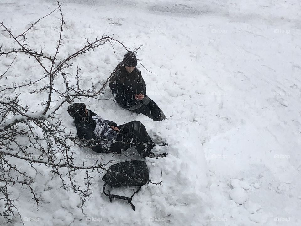 Playing in snow