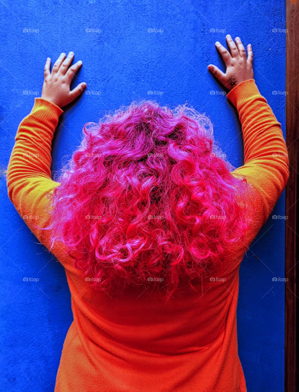 girl on the blue wall