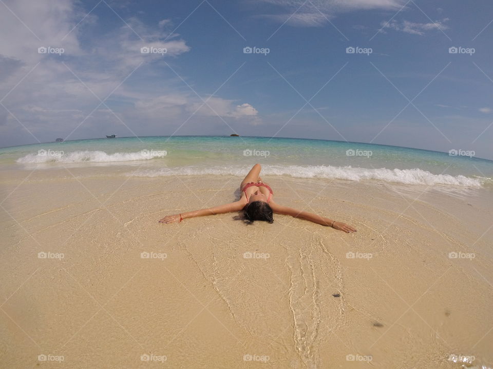 girl on the beach, maiton island, thailand