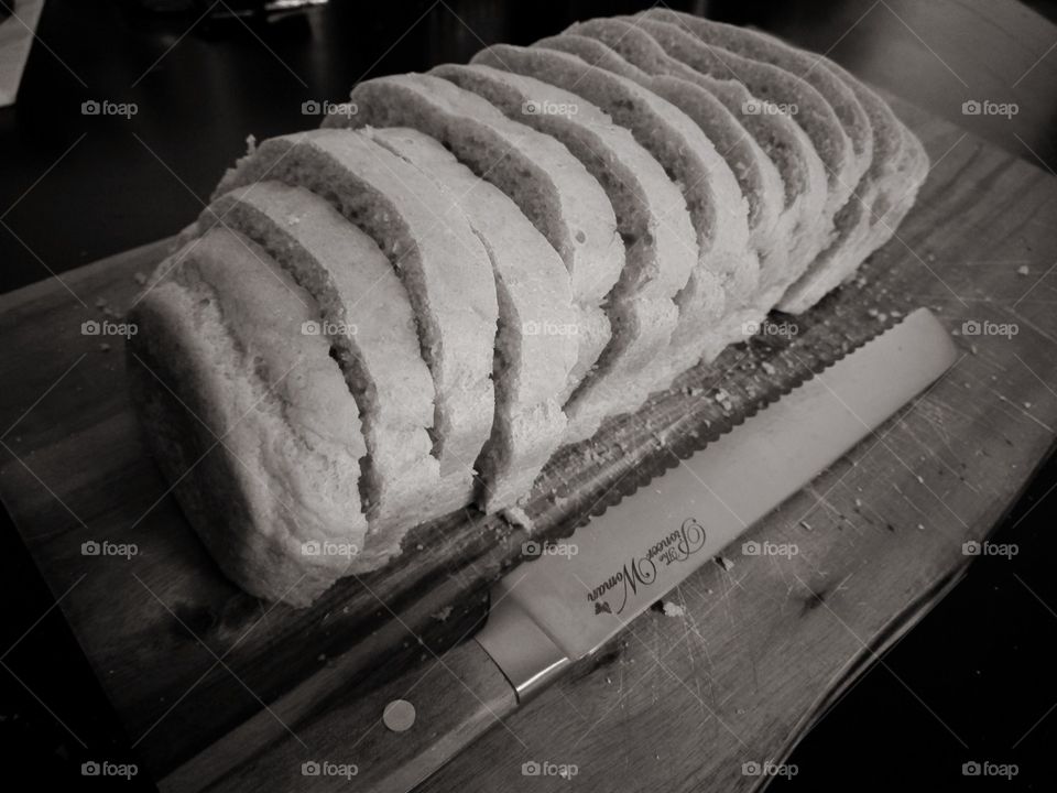freshly cut homemade bread