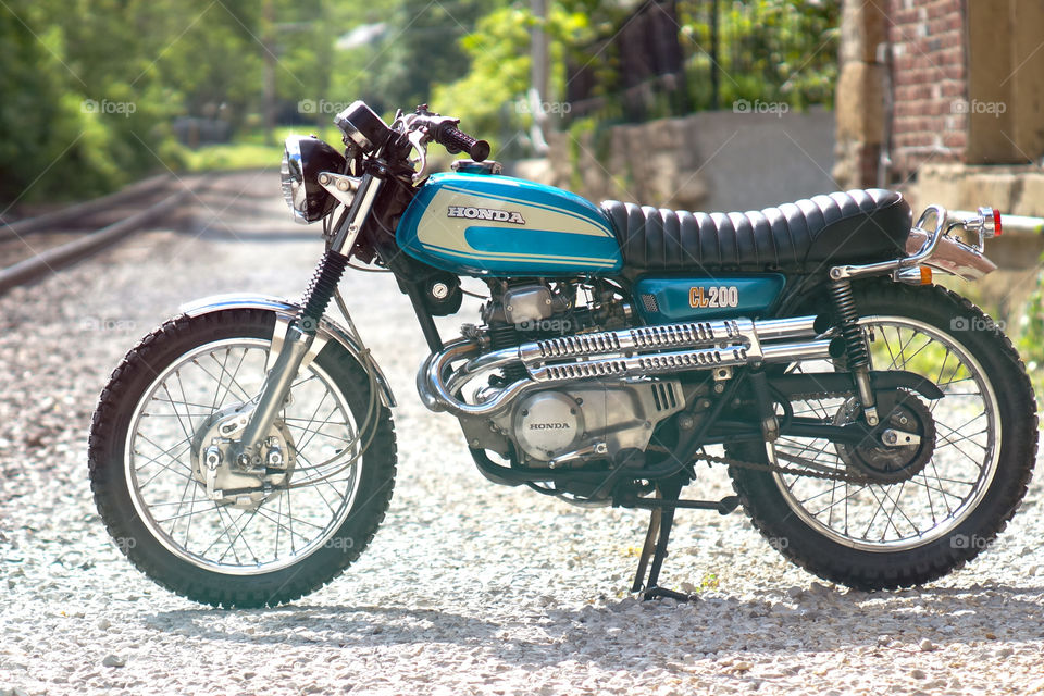 Vintage scrambler. Old Japanese motorcycle 