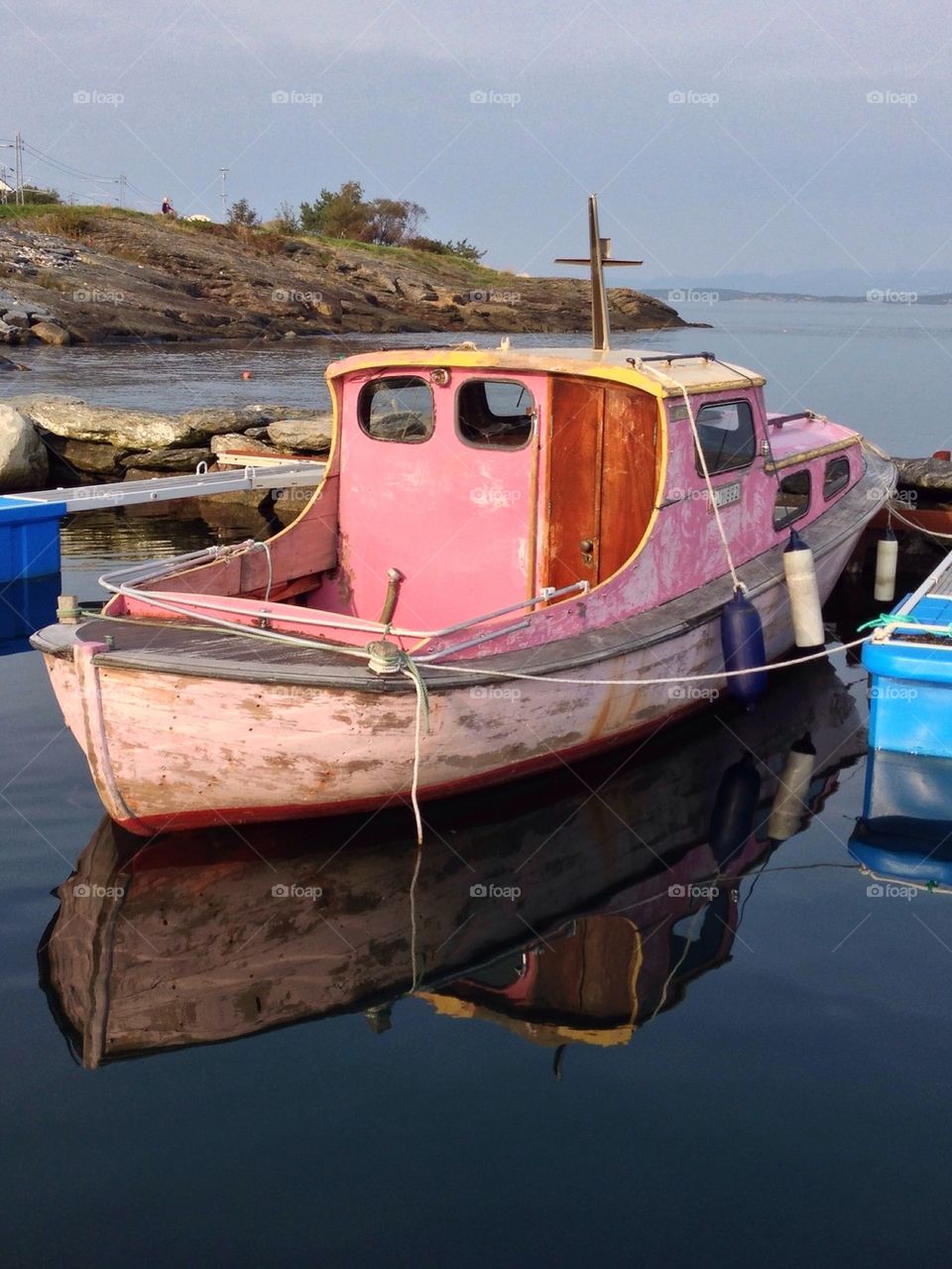 Pink old boat in Stavanger, Norway 
