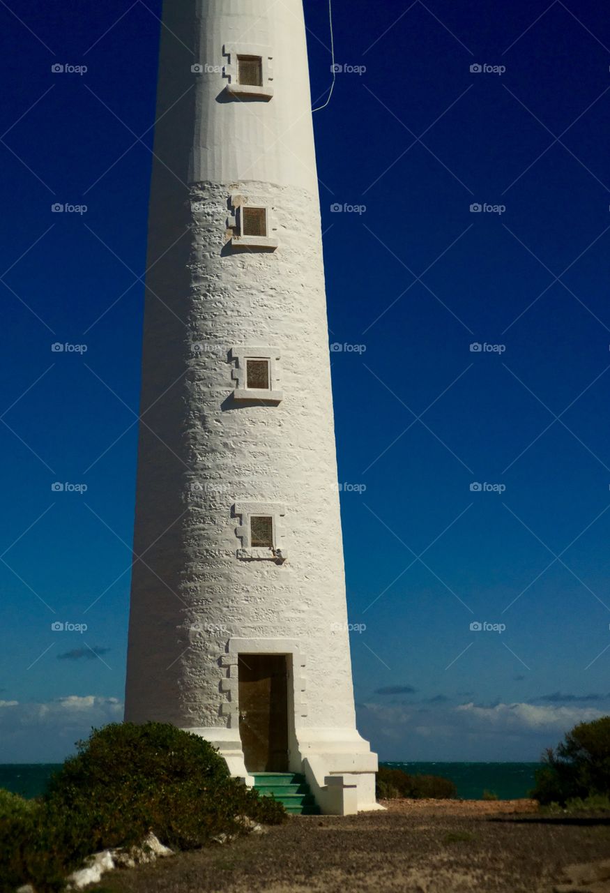 Old white lighthouse, Point Lowly, South Australia 