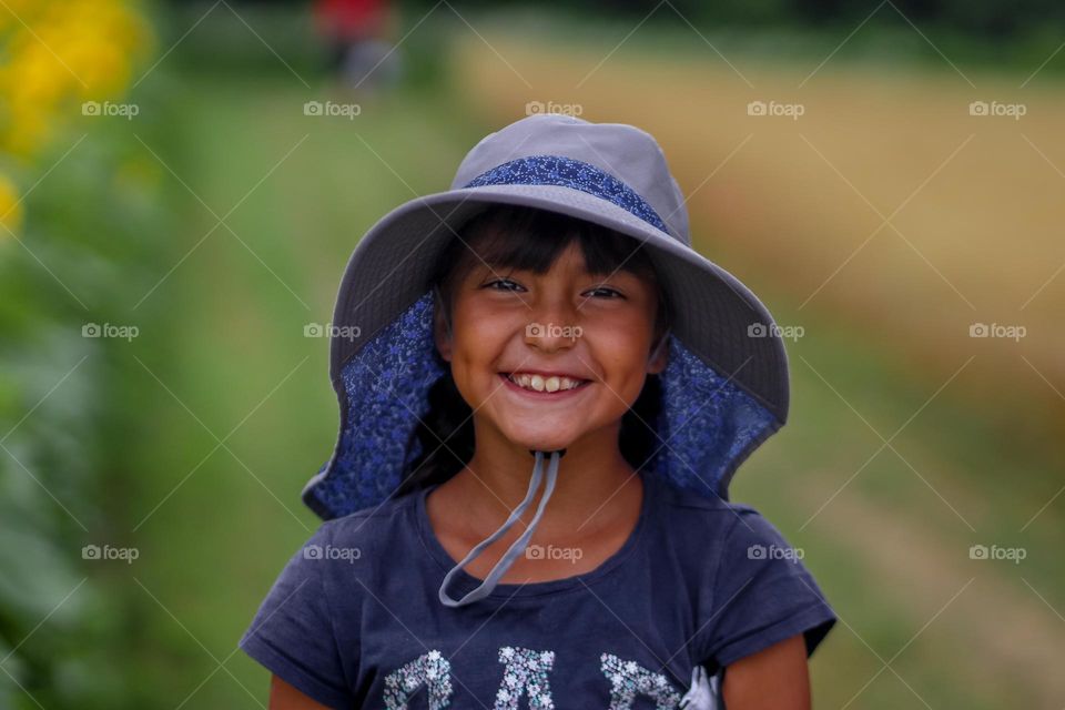 Cute girl smiling happily