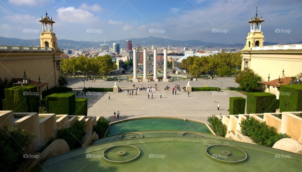 View from Montjuic, Barcelona. Landscape from Montjuic of the city of Barcelona