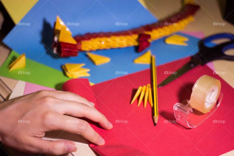 Origami. 3D figure. Papercraft. Handmade.