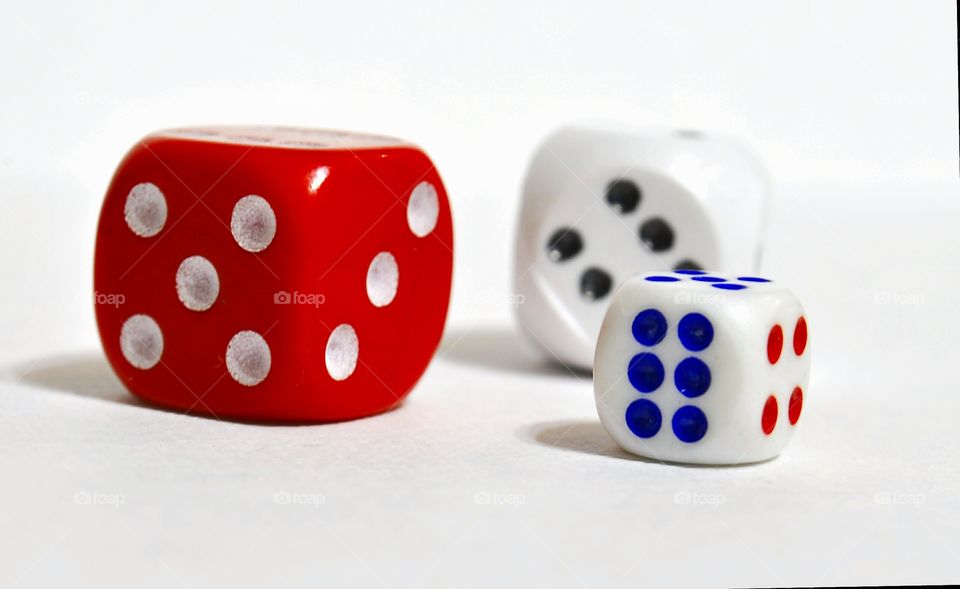 Colorful dice on white background