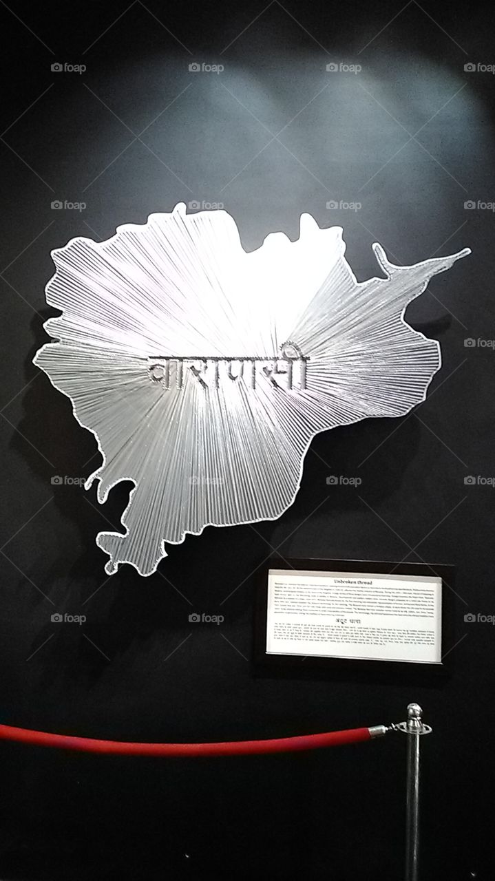 map of Varanasi made by thread and nail.