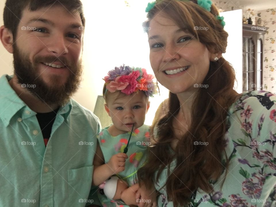 Portrait of baby girl with mother and father