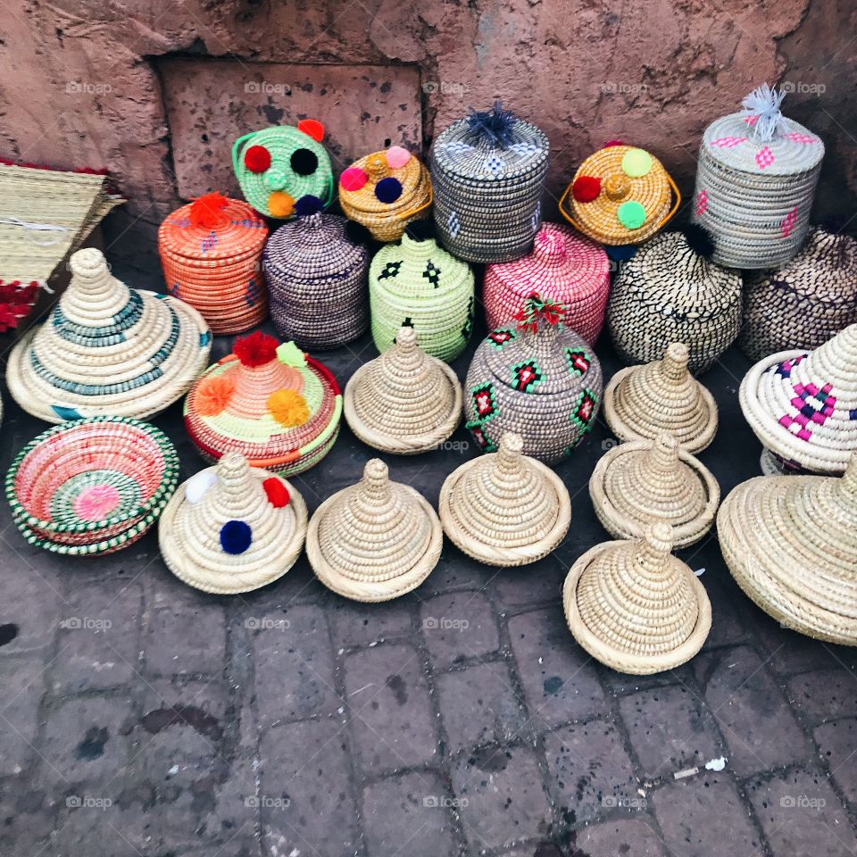 Moroccan tajines made of wicker