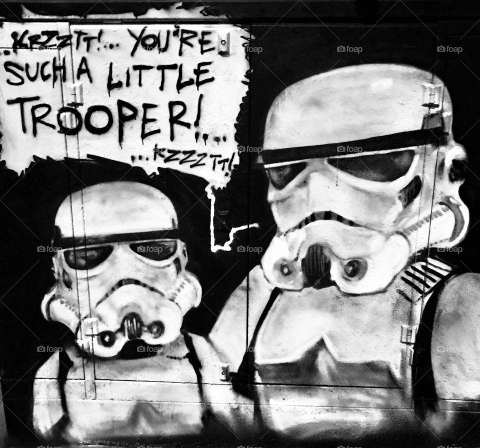 Star Wars graffiti in Brighton street art Banksy style artwork near Brighton pier 