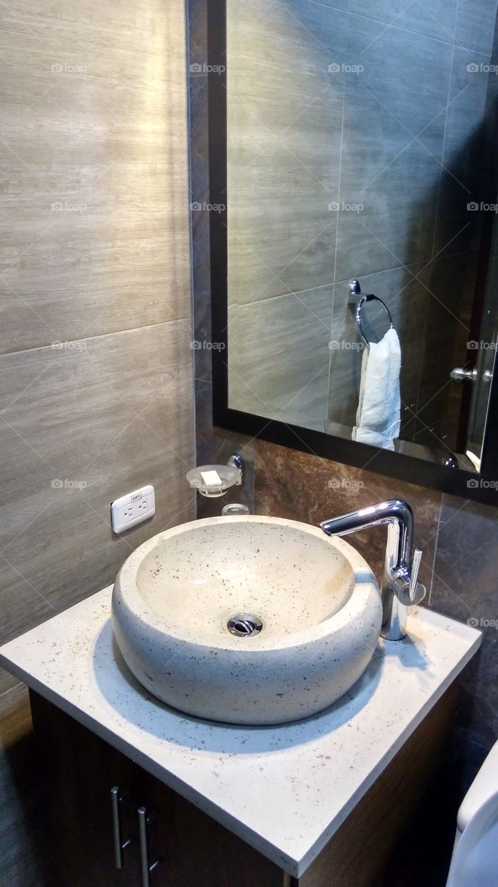 marble sink and mirror