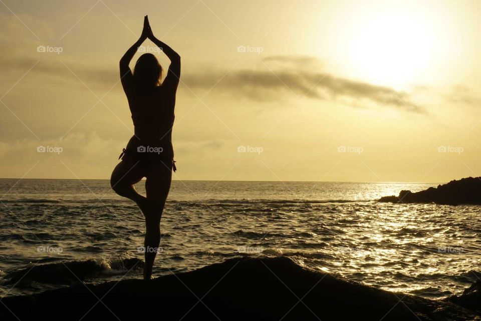 Yoga#exercise#sunrise#sea#human