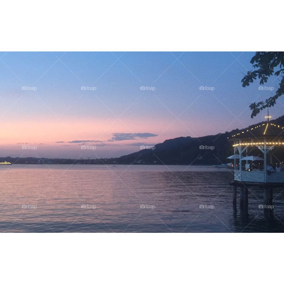Sunset at lake of constance