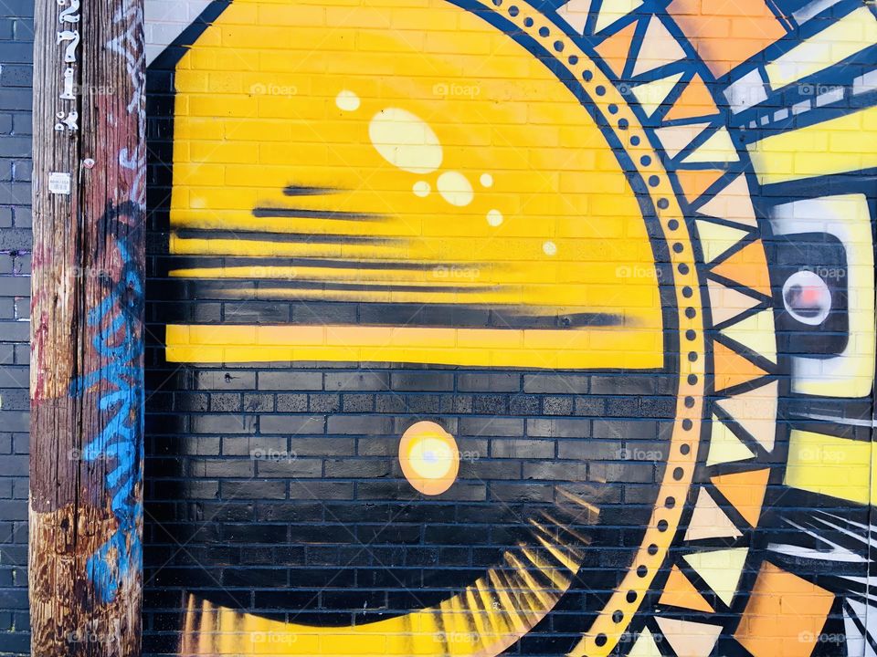 Graffiti on a brick wall