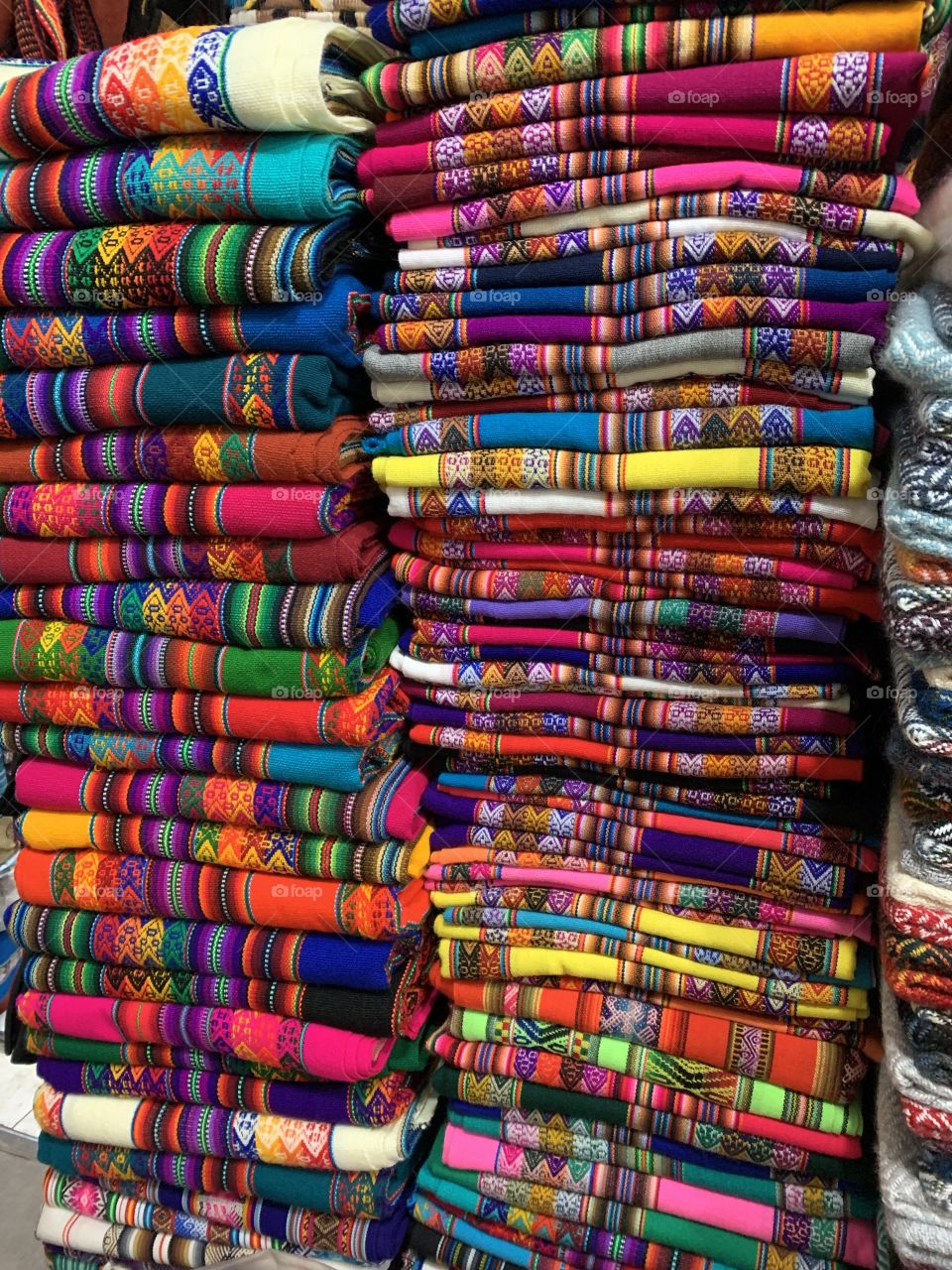 typical colorful Peruvian textiles  