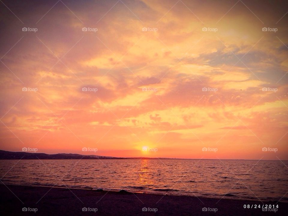 Kokshetau, lake Kopa, sunset, water, heaven, sun