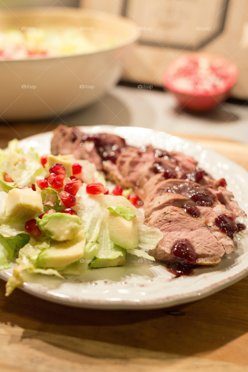 duck breasts with salad