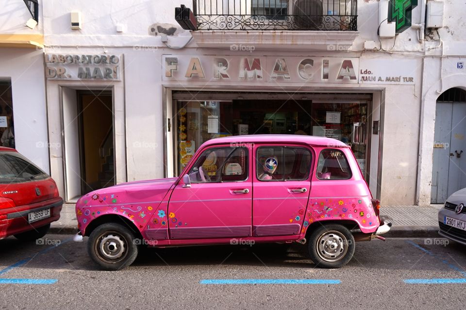 Sweet pink ride spotted in Ibiza, Spain