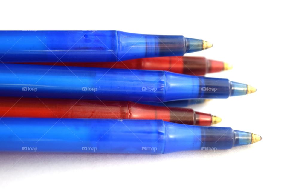 Red and blue pens