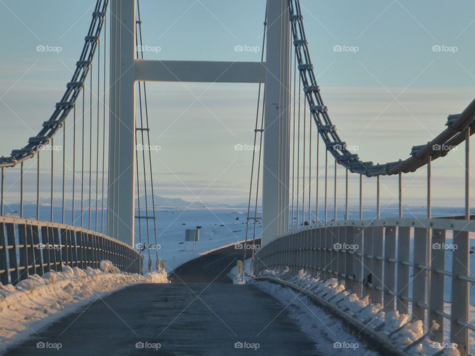 Driving over a bridge in Iceland