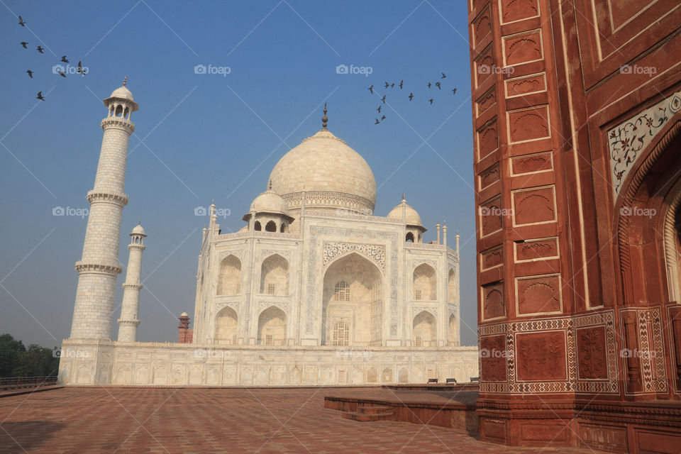 Taj Mahal exterior building with mausoleum, Agra, Uttar Pradesh, India