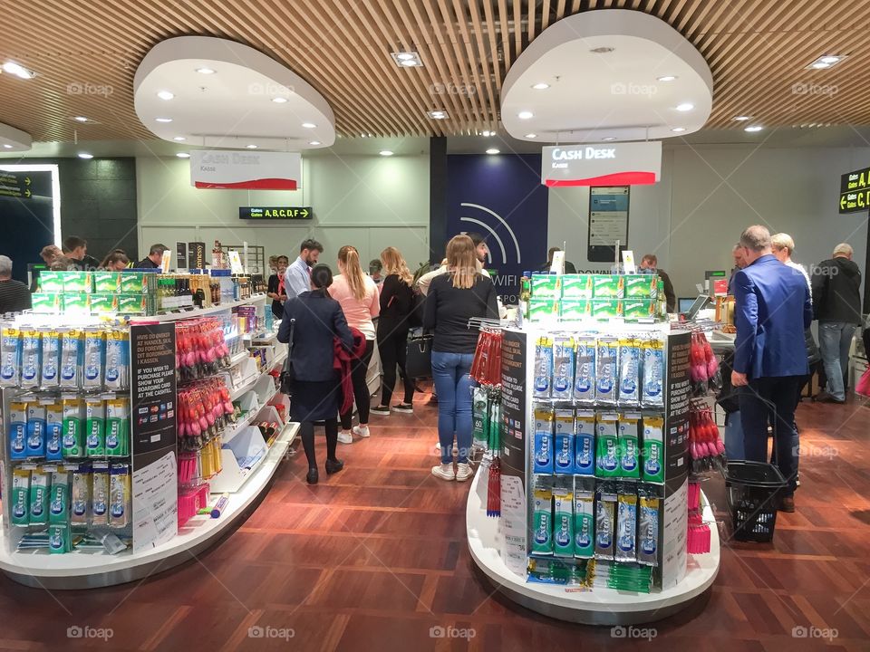 Taxfree shopping in Copenhagen airport Denmark.