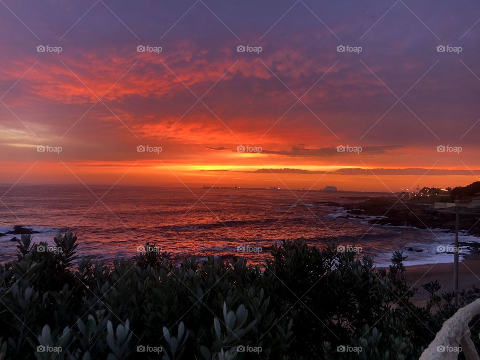 Sunset in Porto, Portugal.