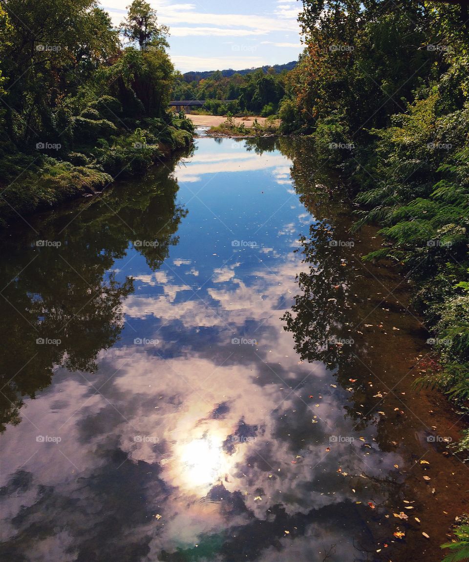 Holmes Run Creek. #Alexandria #VA #clouds #reflection btwn #HolmesRun & #BenBrenman #Parks crossing #HolmesRun & #BenBrenman #Creeks
