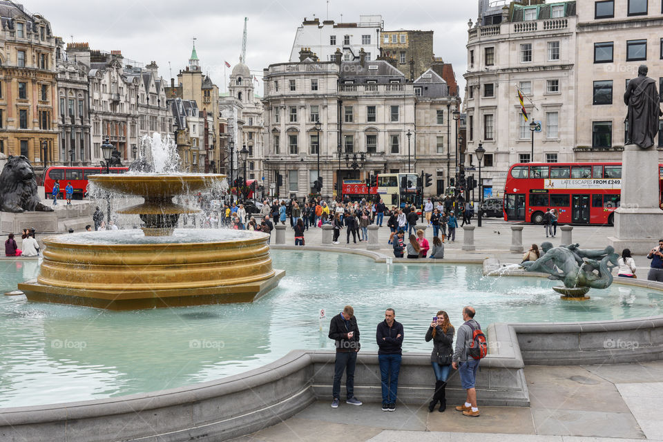 Trafalgar Square in London.