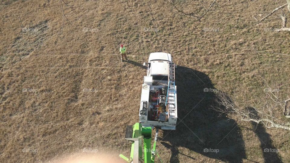 Looking down from the Manlift out in the Field