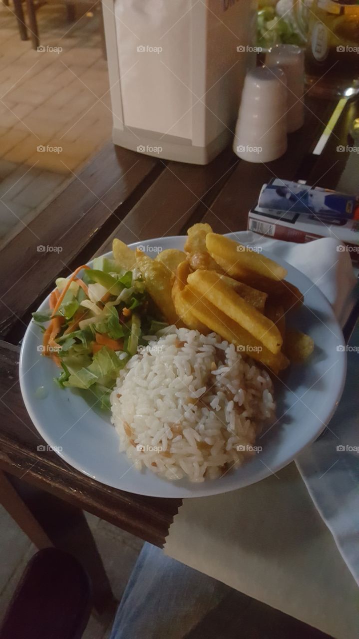 French frites, Rice and sallad