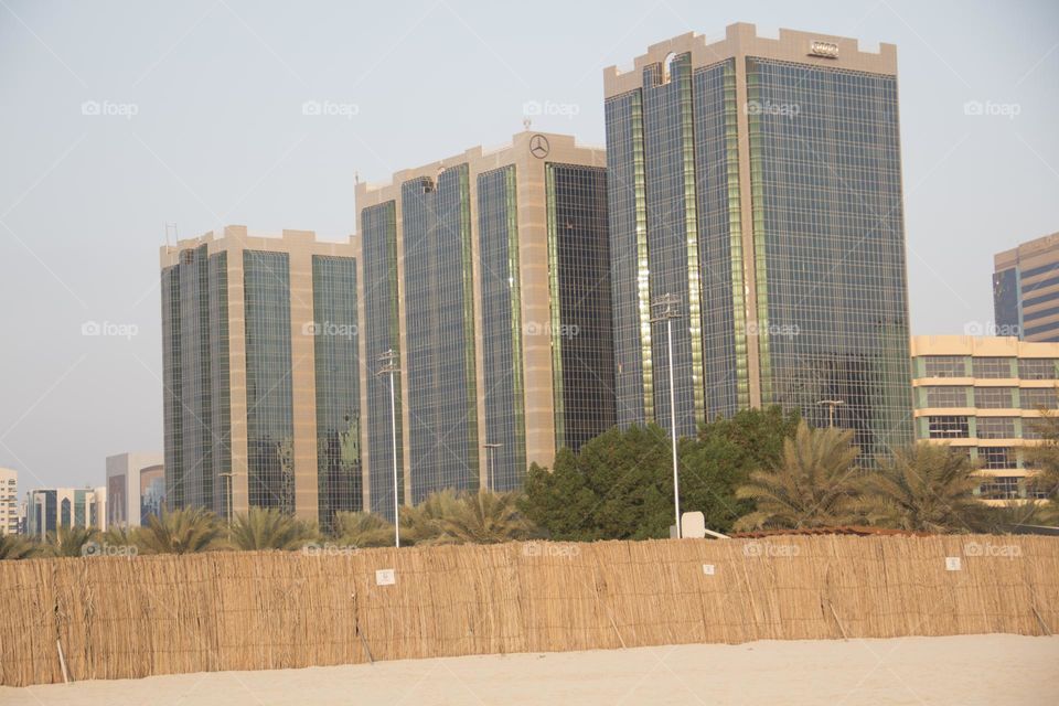 High-rise, modern buildings in the UAE.