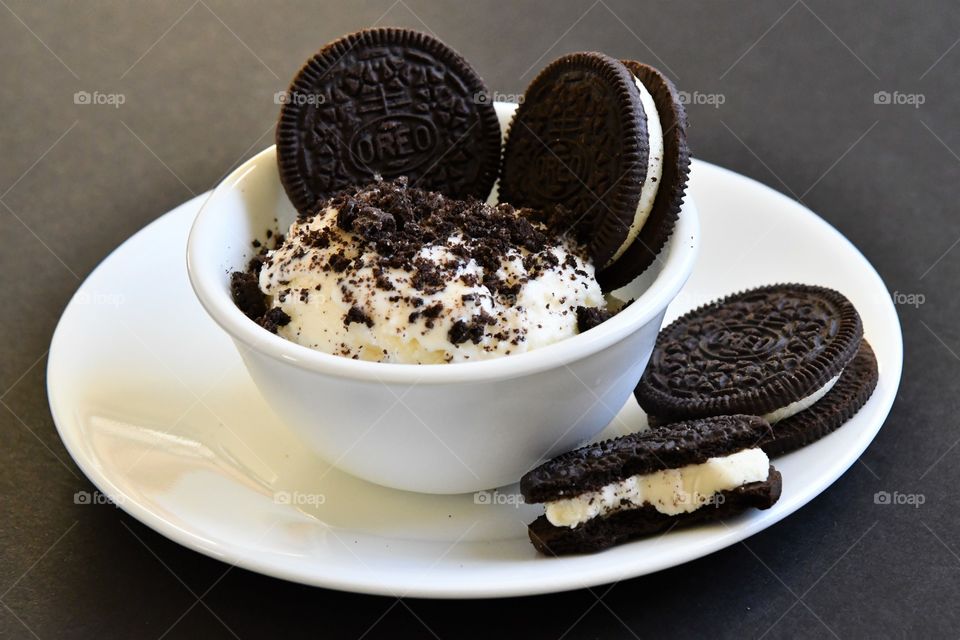 Oreo cookies and ice cream