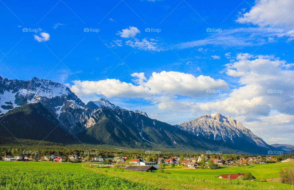 Scenic view of mountains during winter