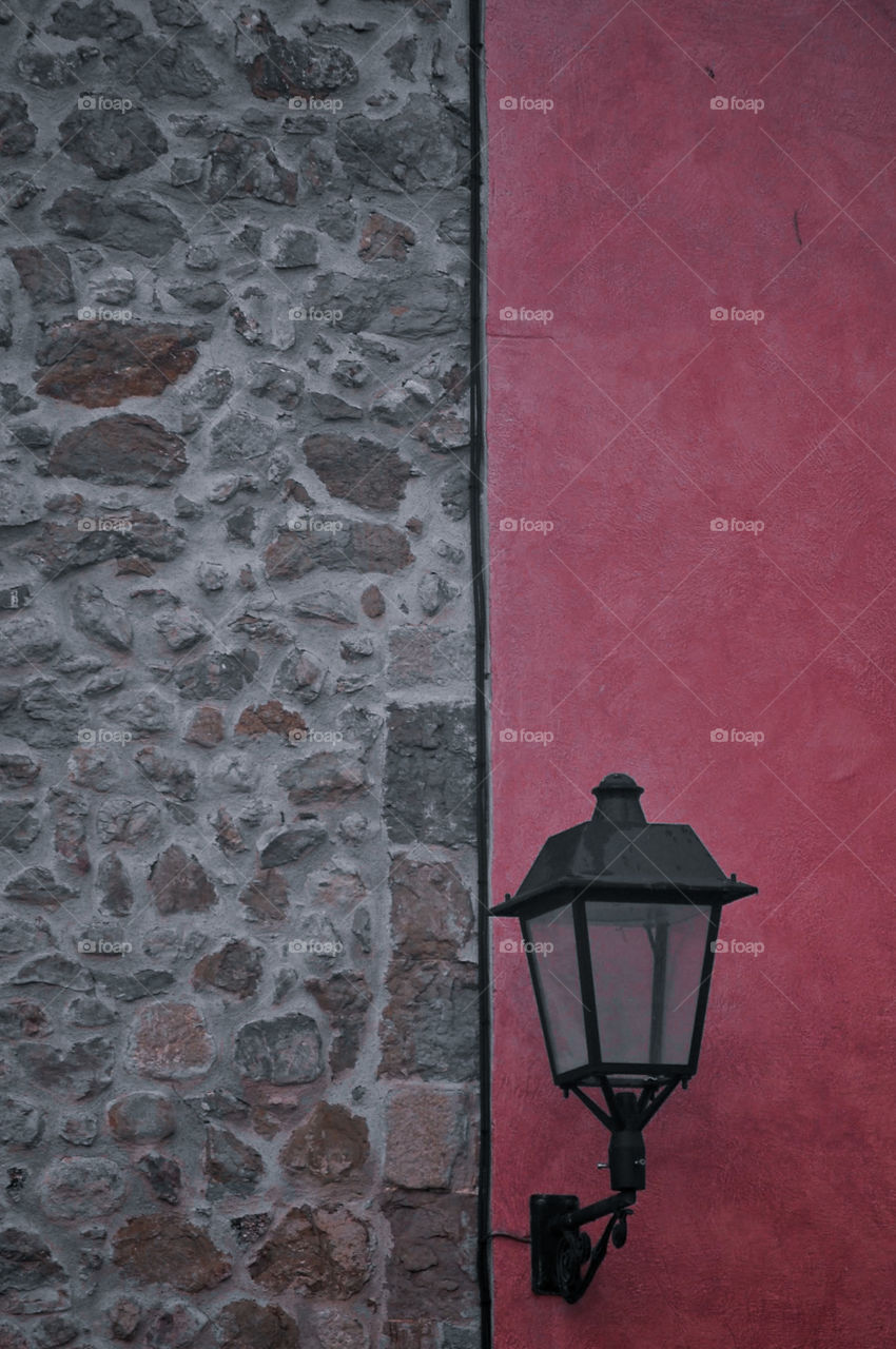 Close-up of a symmetrical lighthouse 