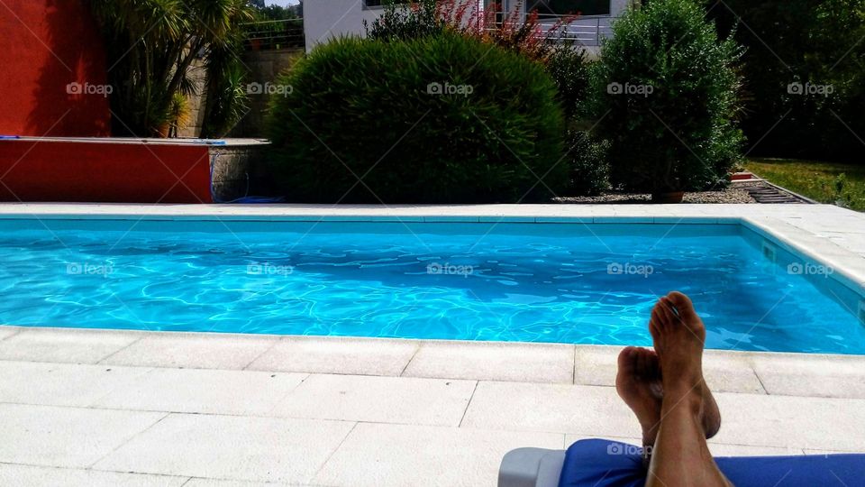 Peaceful and quiet afternoon by the swimming pool