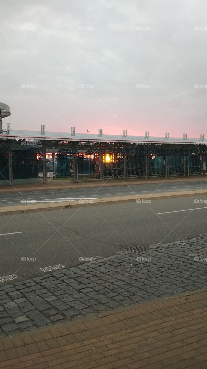 Sunset after metro station