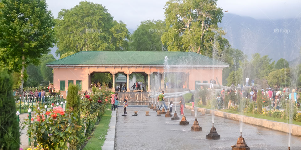 Shalimar Bagh, Mughal garden, January 10 2019: Inside view of Shalimar Bagh of horticulture, also called the "Crown of Srinagar", located on Srinagar city in Jammu and Kashmir, India.