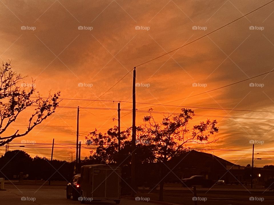October 31 2019 Halloween Night at Sunset. Who would have thought that the Western Sky would be painted Orange Colour. 