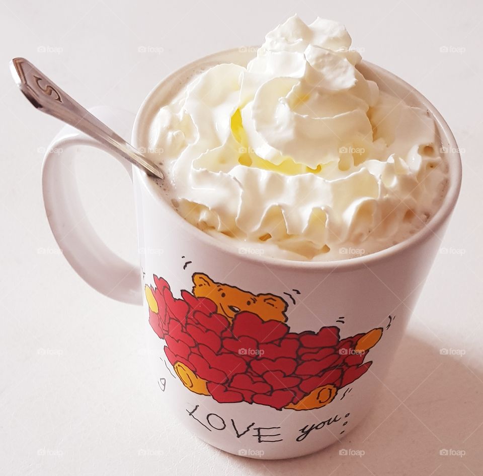 Coffee and cream in a mug
