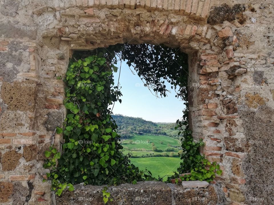 View of the valley from a ruin window