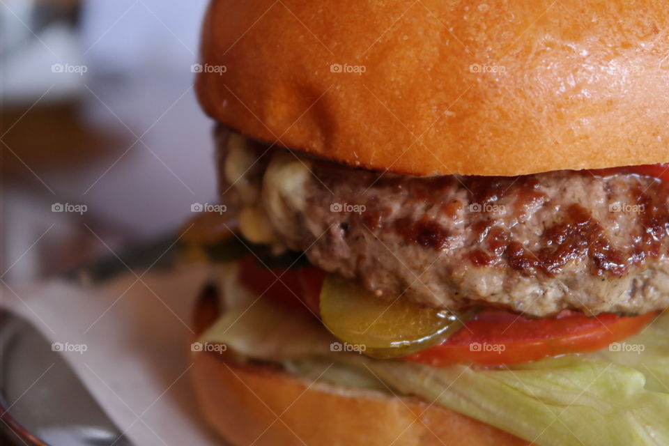 Delicious burger up close