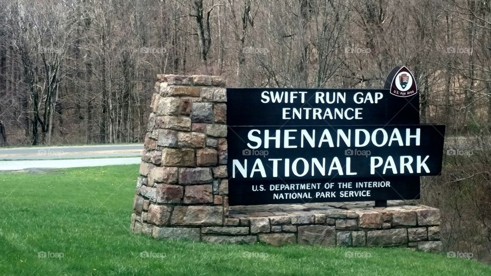 Shenandoah National Park Sign