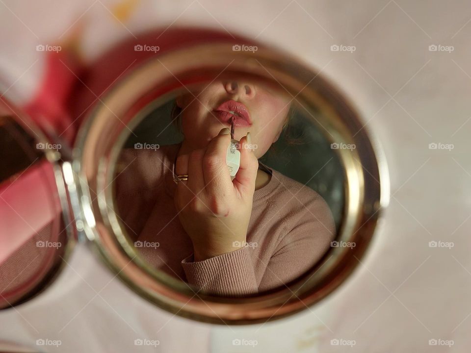 reflection in the mirror