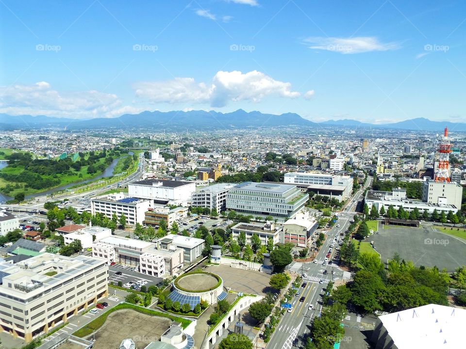 View of cityscape in Takasaki, Japan